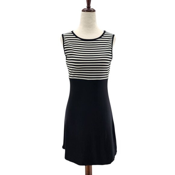 Vintage City Triangles Womens Small Dress Mini Stripe Black White Nineties Party - Picture 8 of 8
